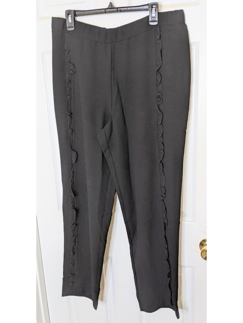 Marc Bouwer Unlimited Black Knit Ruffle Detail Pants Elastic Waist Size XL NWOT